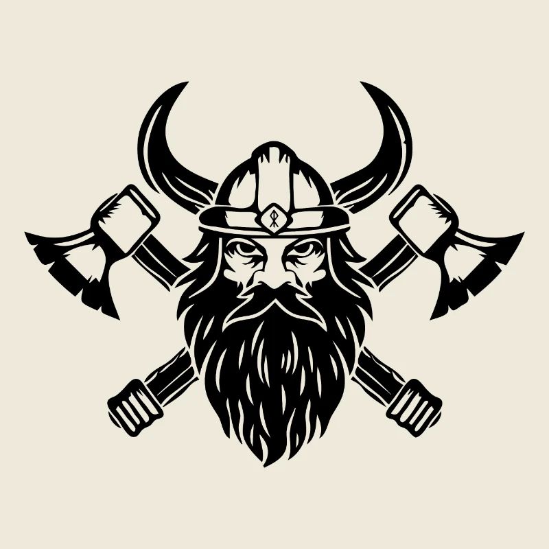 Wikinger mit Axt und Helm