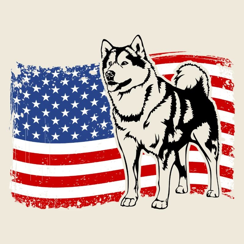 Alaskan Malamute US America Flag Dogs Wilsigns