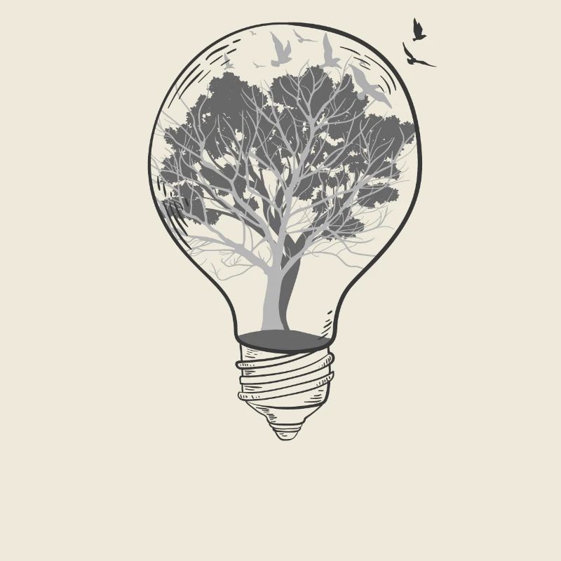 Lightbulb Trees Black White