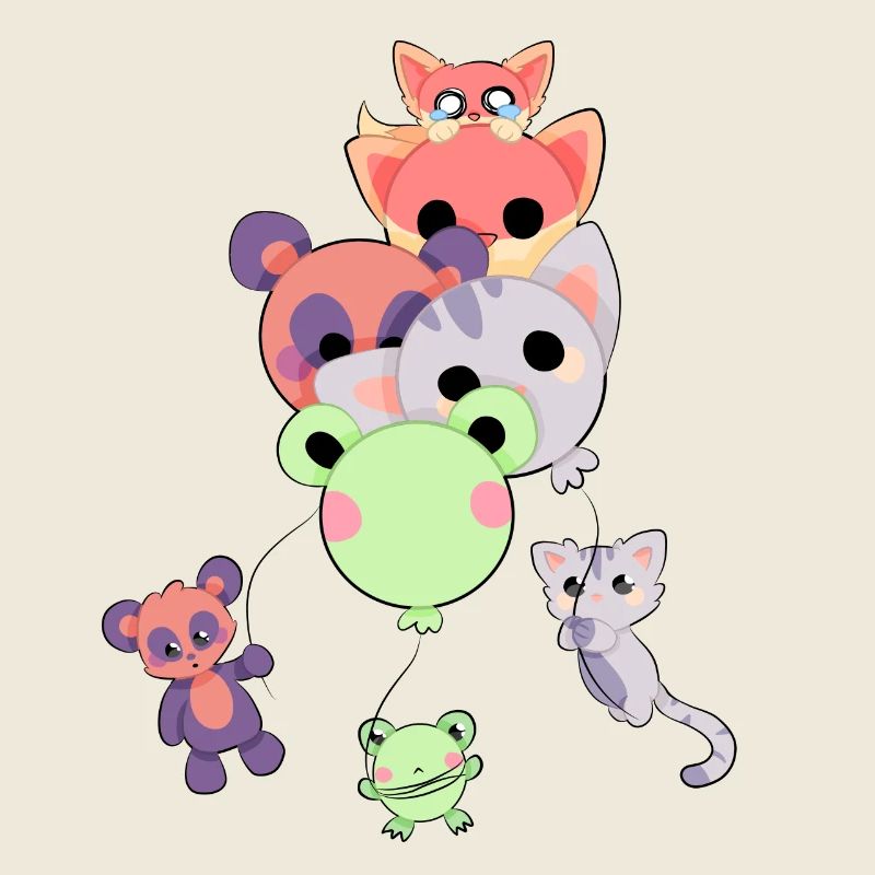Animaux doux avec des ballons