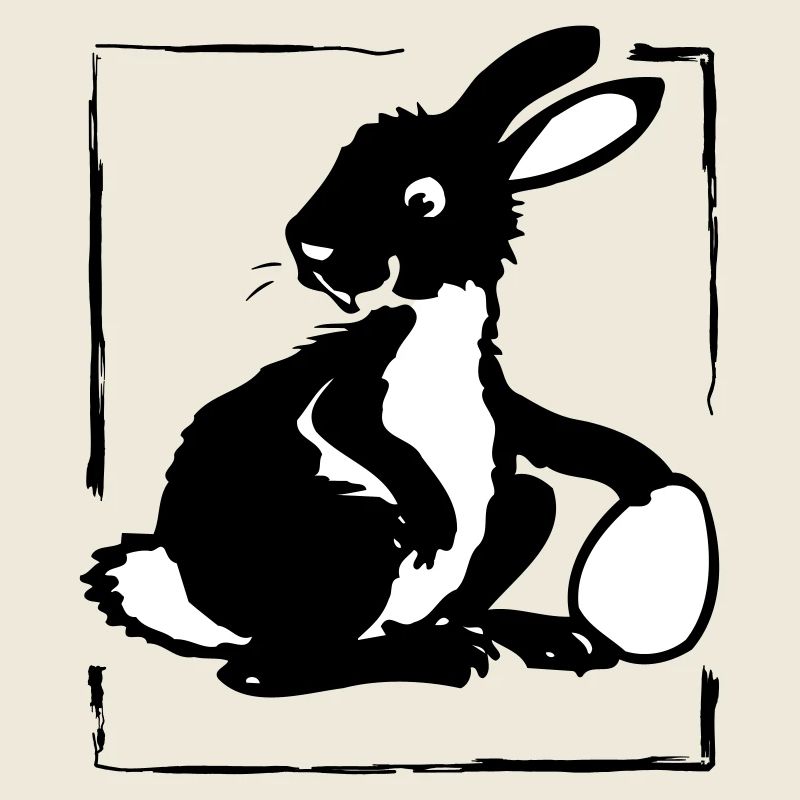 Bunny with Egg in a Frame | Vectorgraphic