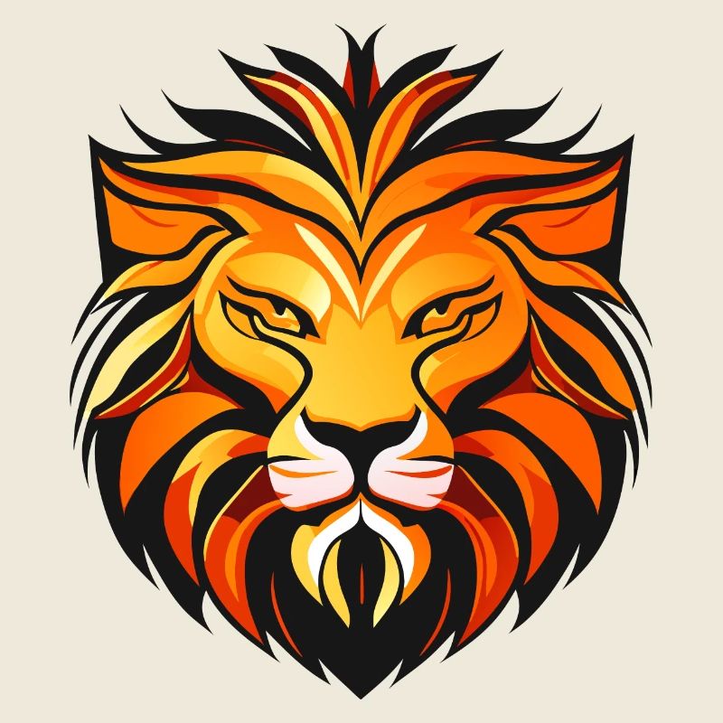 Tête de lion colorée