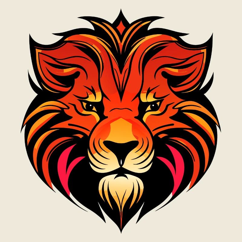 mighty lion's head colored