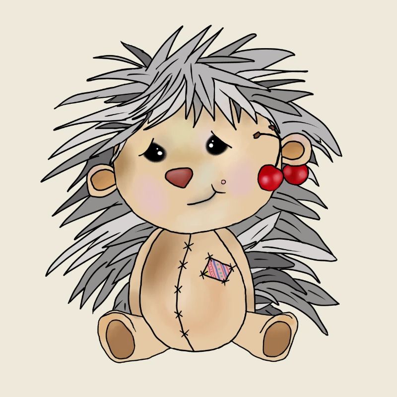 Igel mit Kirschen