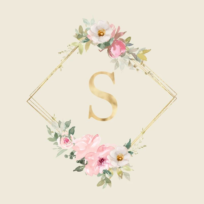 Customizable Monogram S Pastel Floral