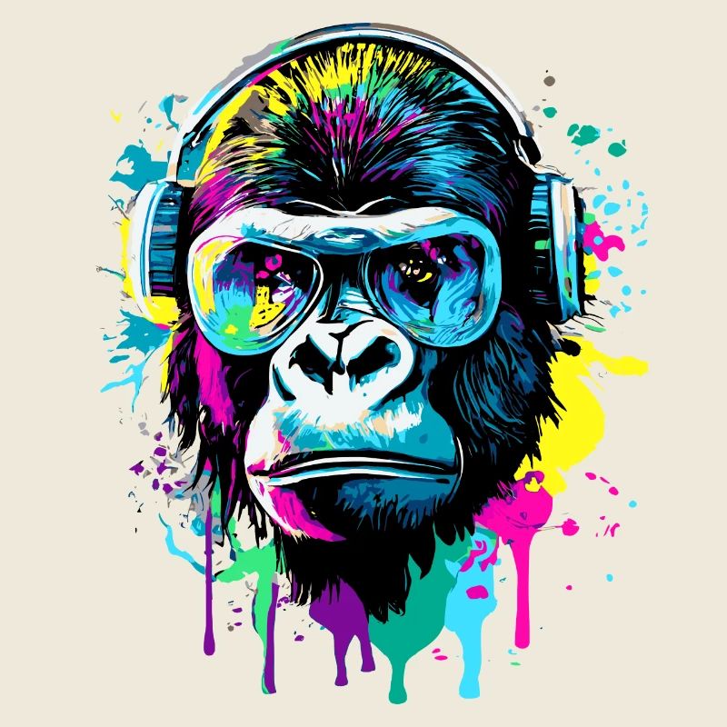 Gorilla Colorful - Singe gorille avec des lunettes de soleil