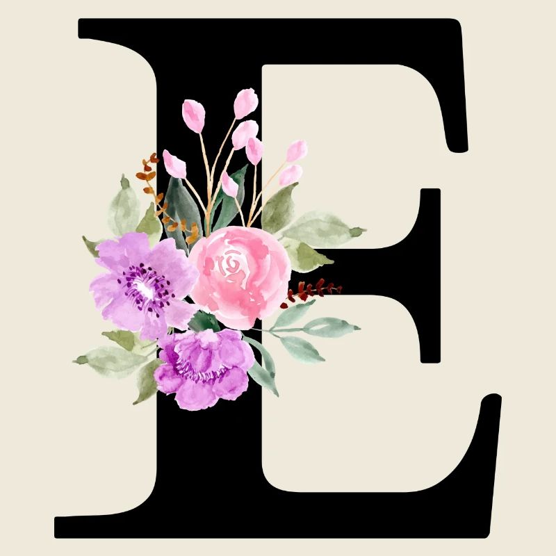 Lettre e floral violet