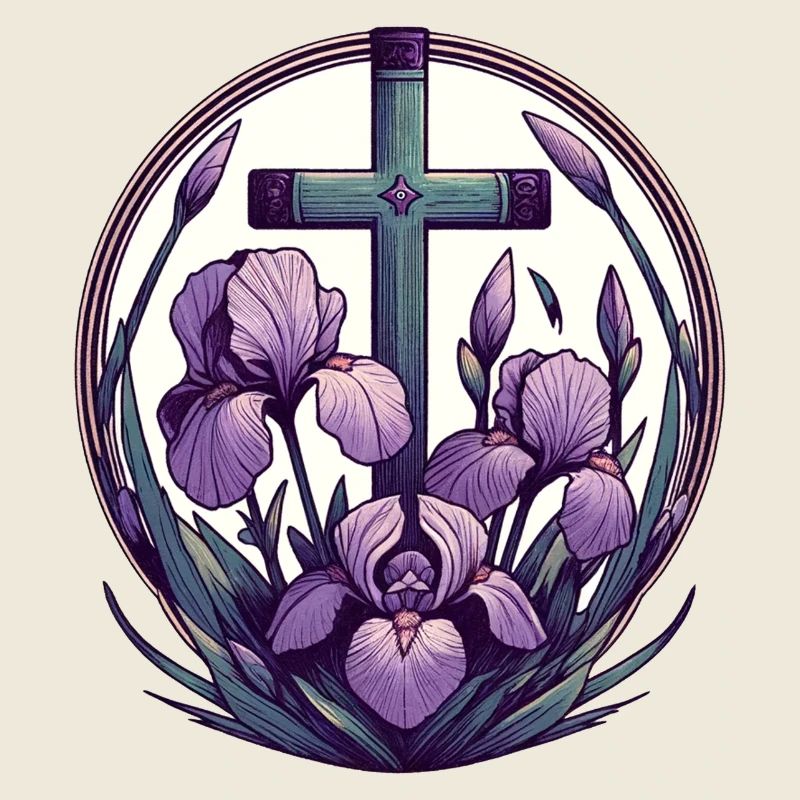 Croix chrétienne violet Iris