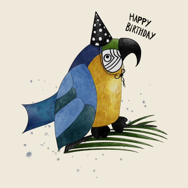 joyeux anniversaire perroquet illustration