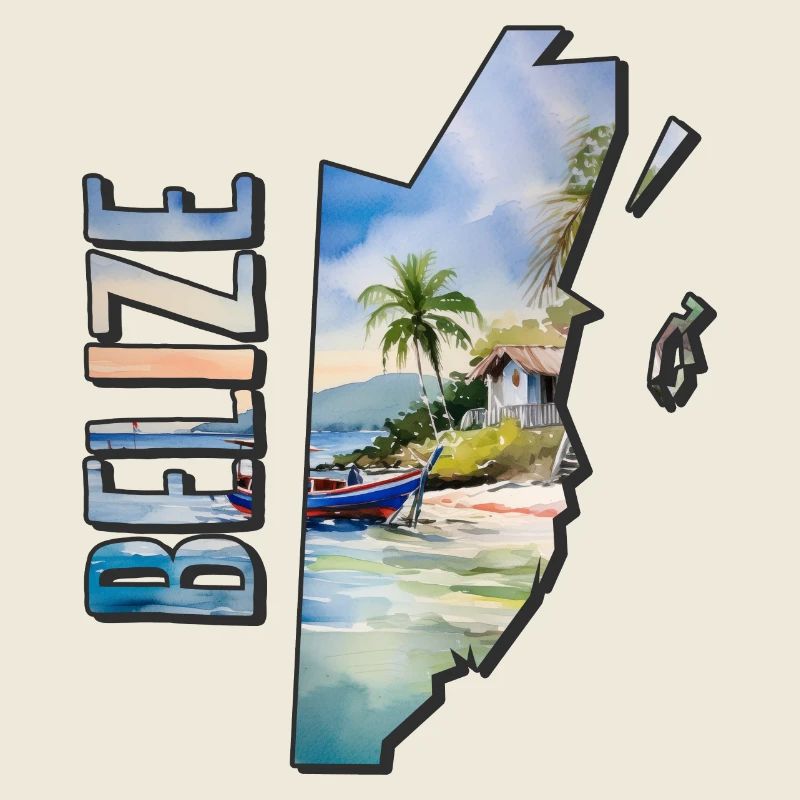 Watercolor Map Belize