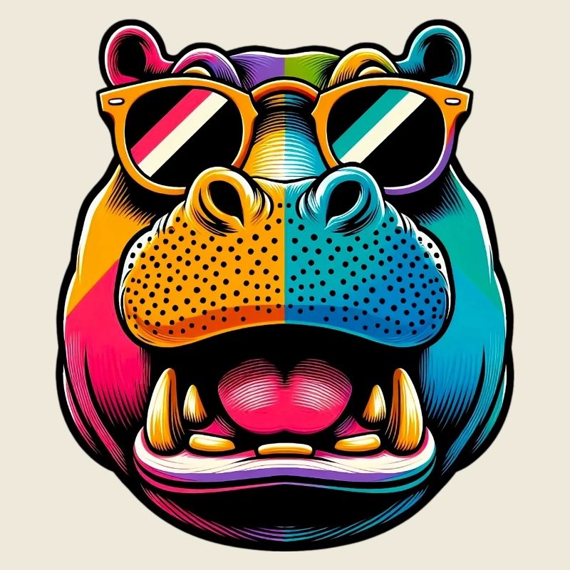 Hippopotame avec lunettes de soleil