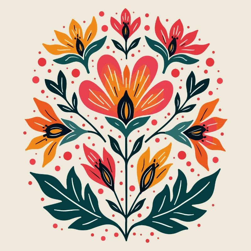 Otomi Floral Pattern Cultural Art