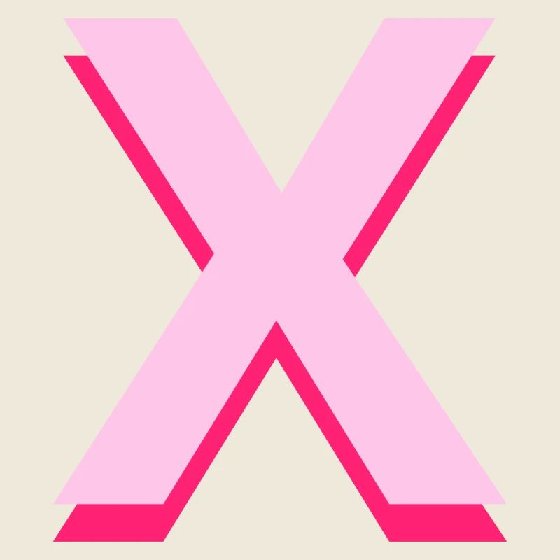 Lettre X rose pop et moderne
