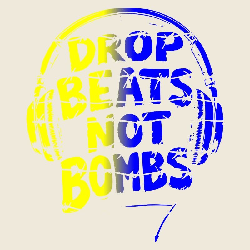 Drop Beats Not Bombs yellow blue