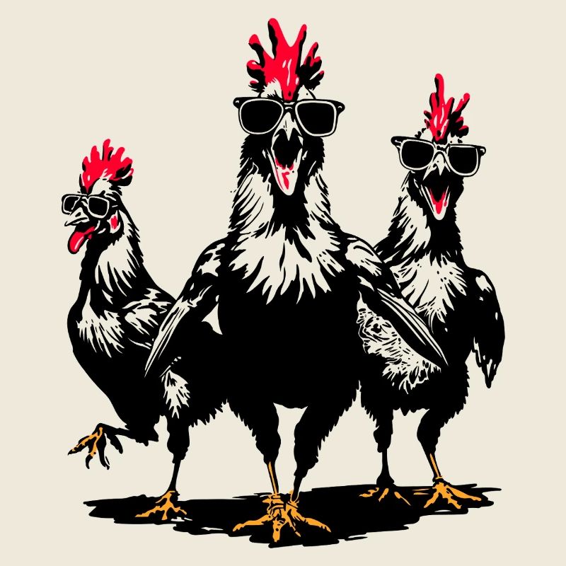 Drôles de poulets avec des lunettes de soleil - Gockel Fun