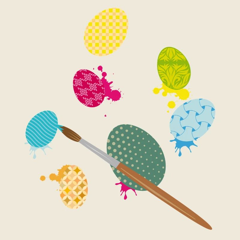 Oeufs de Pâques colorés - Conception de peinture créative avec pinceau