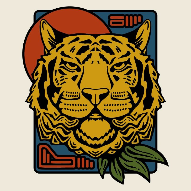 Wild Asian Tiger - Big Cat Head Illustration