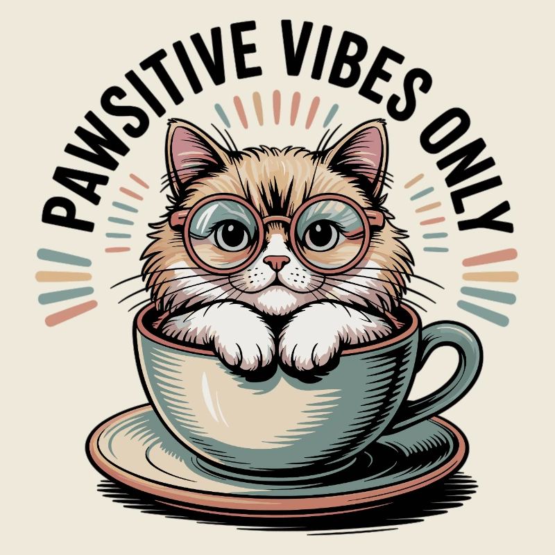 Pawsitive Vibes Only – Cat in a Cup