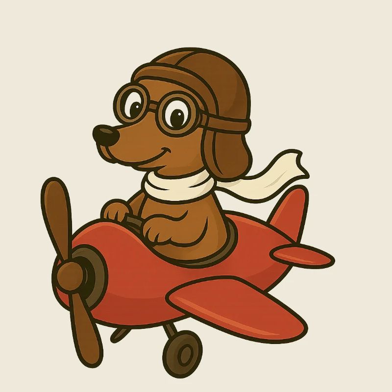 Adventurous dog pilot in airplane