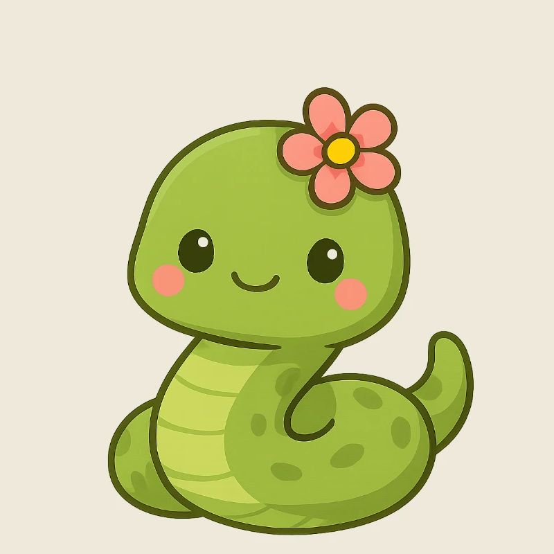 Mignon serpent dame avec fleur
