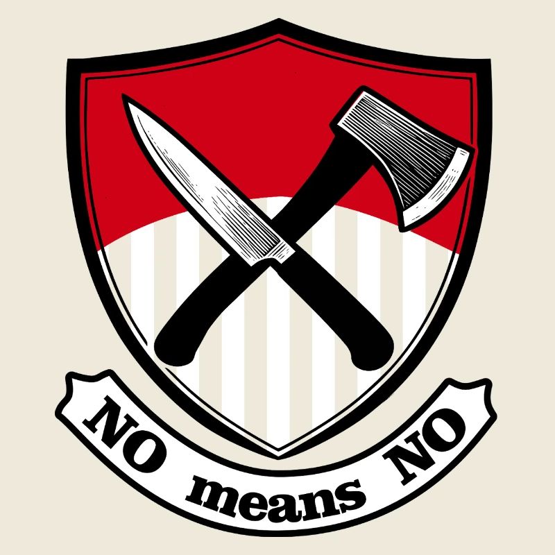 Shield with axe and knife