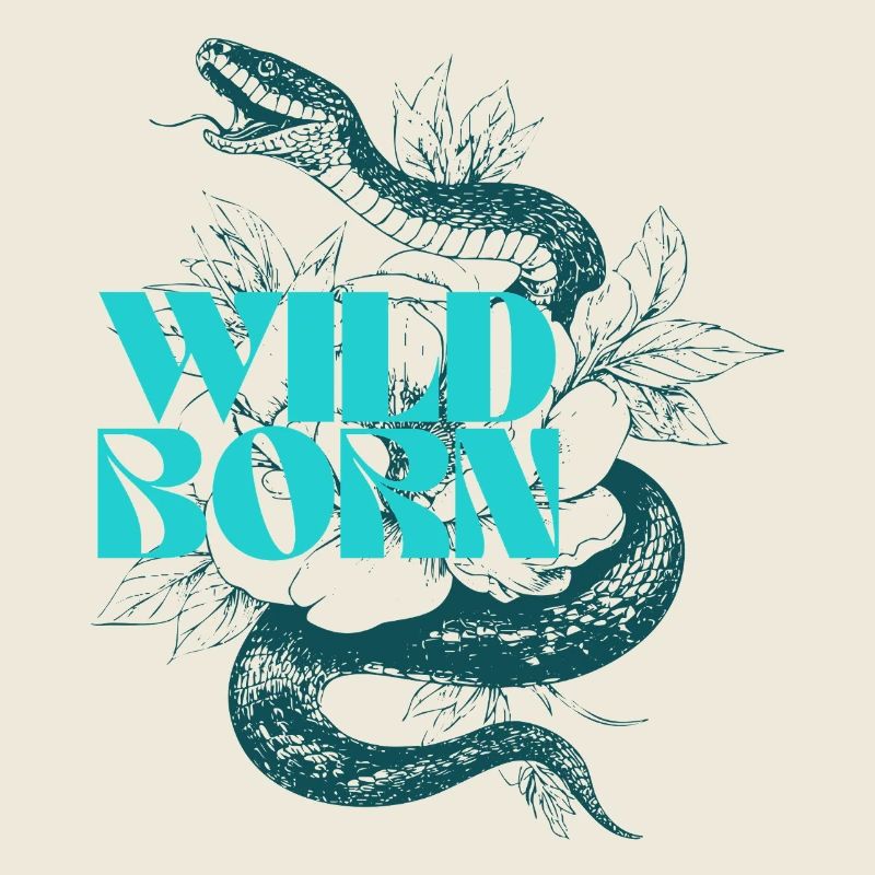 Wild Born Snake and Leaf Tattoo Design