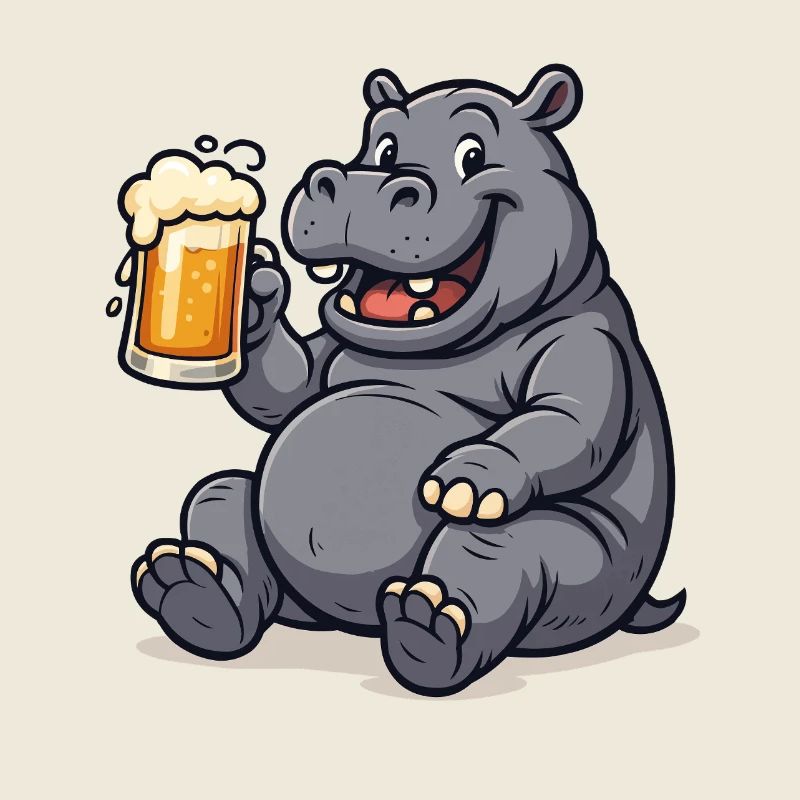Nilpferd mit Pint Bierfreude