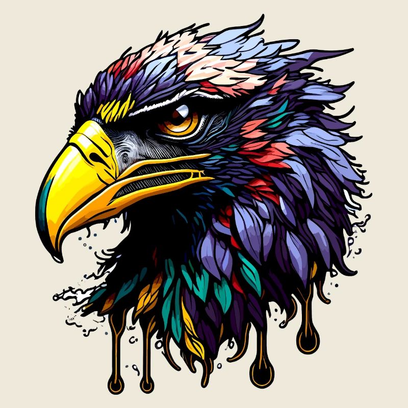 Colorful eagle with bright feathers