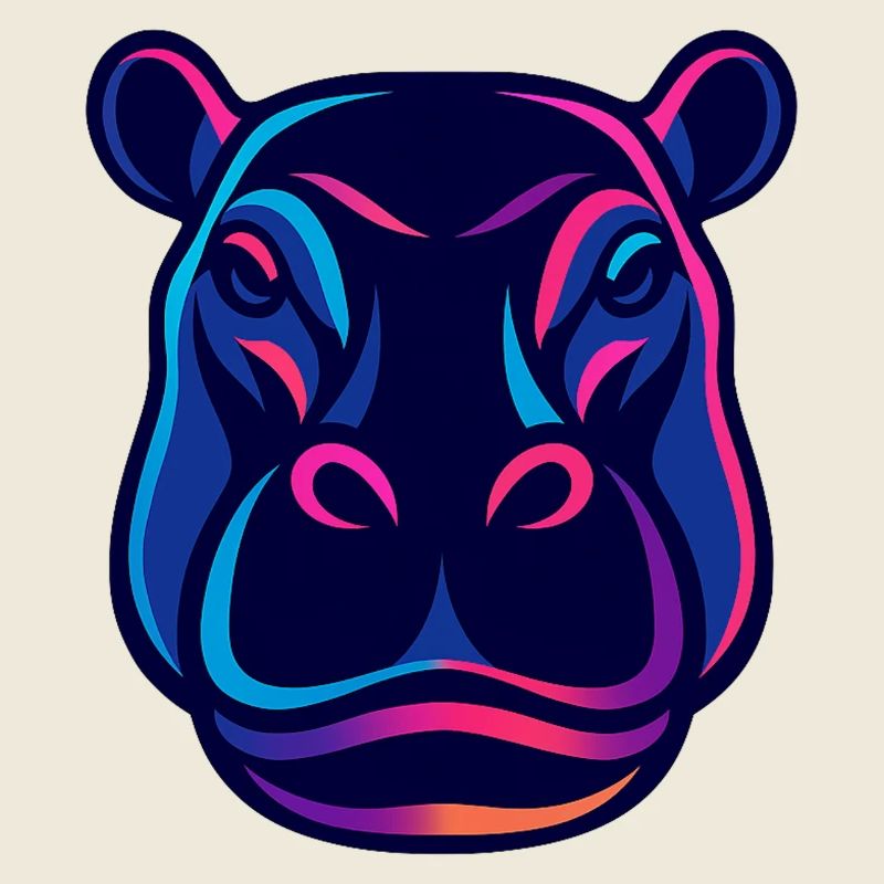 Tête d’hippopotame néon