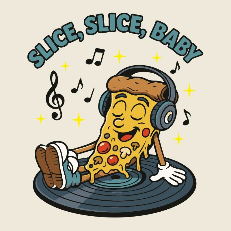 Slice Slice Baby – Funny Pizza Retro Comic Moti
