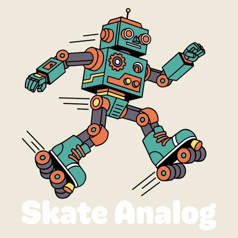 Robot Skater Cartoon Retro