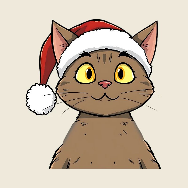 Chat de Noël mignon dans un style dessin animé mignon