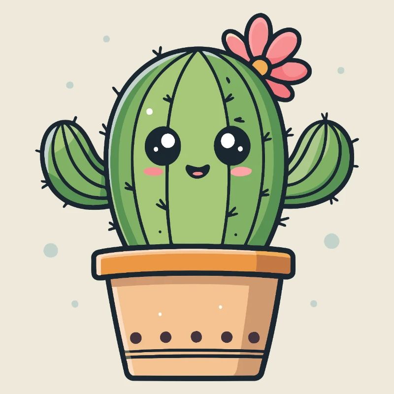 Cactus kawaii fleurie en pot