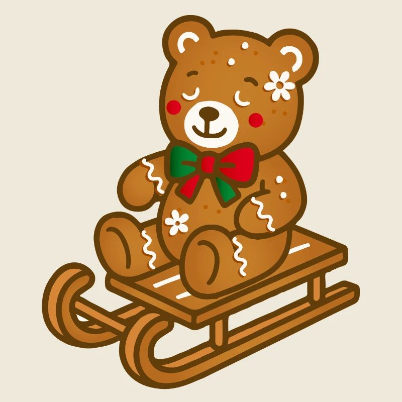 Süßer Lebkuchen-Teddy auf nostalgischem Schlitten