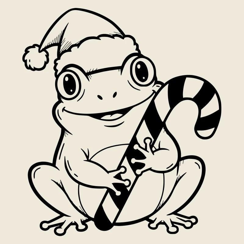Grenouille de Noël avec canne à sucre