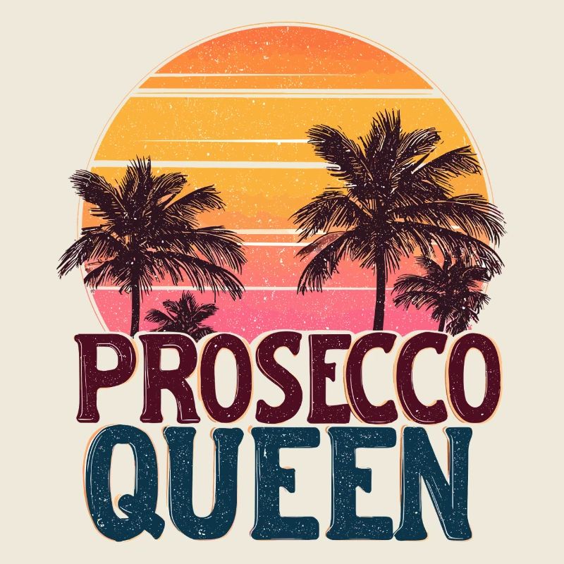 Plage vintage du coucher de soleil de Prosecco Queen