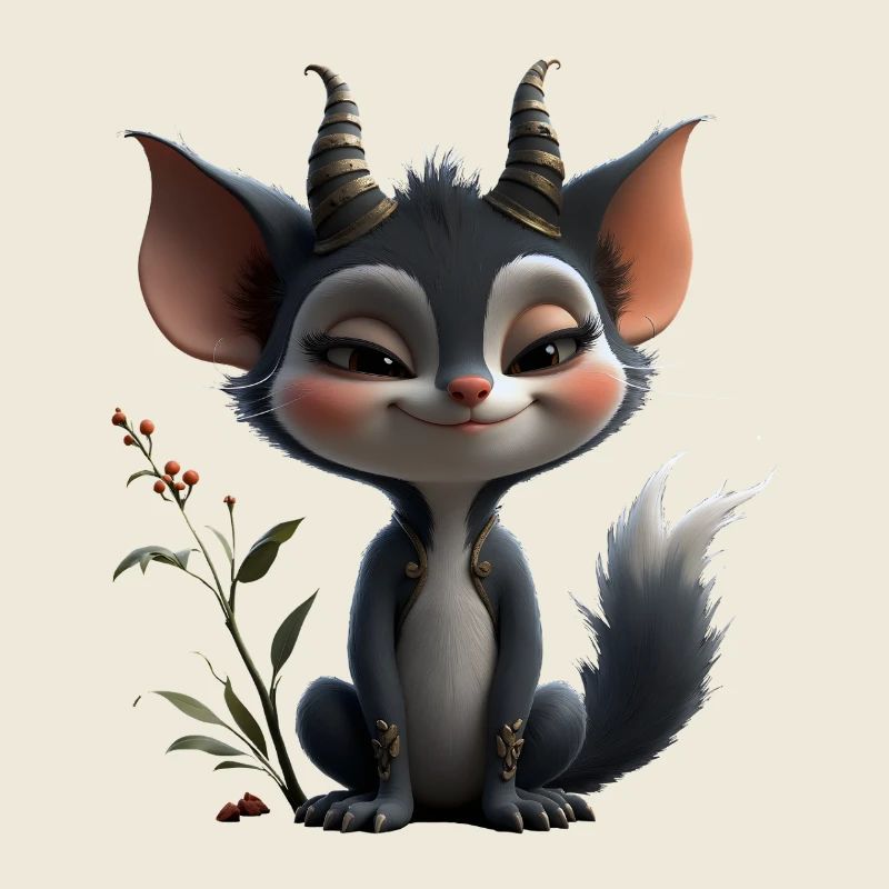 Chat Gobelin de la Forêt, avec des Cornes