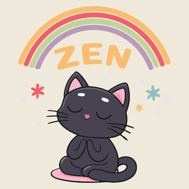 Chat Zen Arc Ciel Méditation
