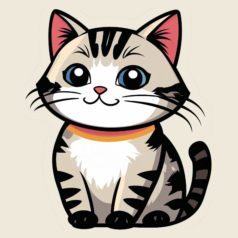 Kawaii Cat Logo with Collar