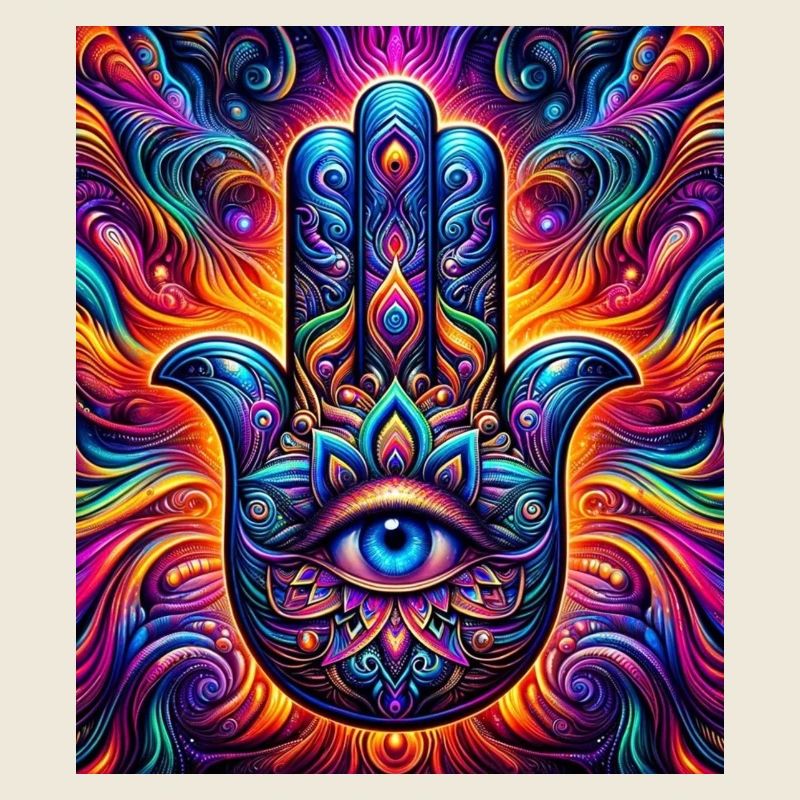 Psychedelische Hamsa Auge Hand Mandala