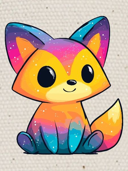 Rainbow Fox Cartoon