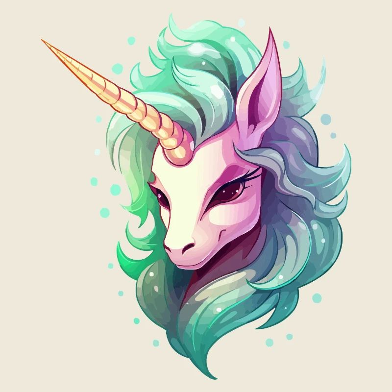 Einhorn Kopf im Regenbogenhaar