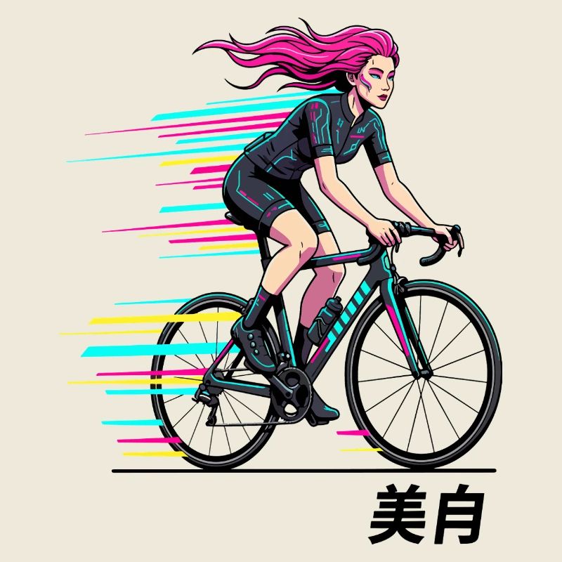 Cycliste sprint néon