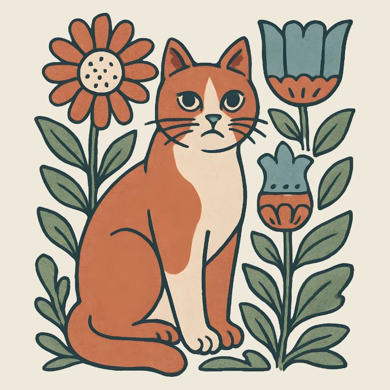 Chat Jardin Fleurs Ami Chat