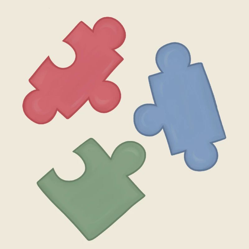 Groupe de trois casse-tête des couleurs du puzzle