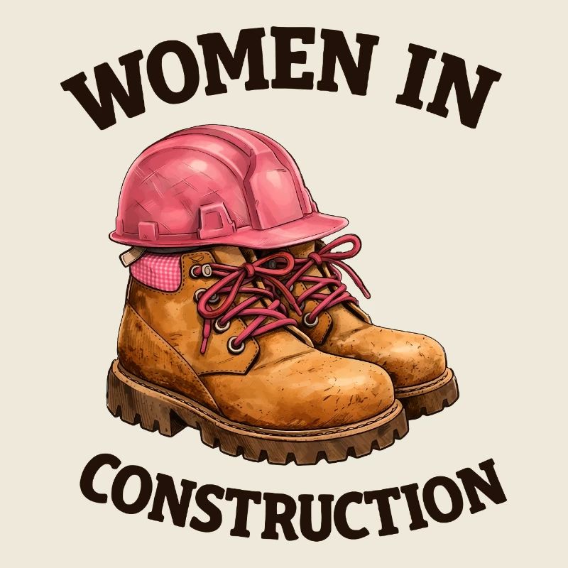 Women in Construction Work Boots and Construction Helmet
