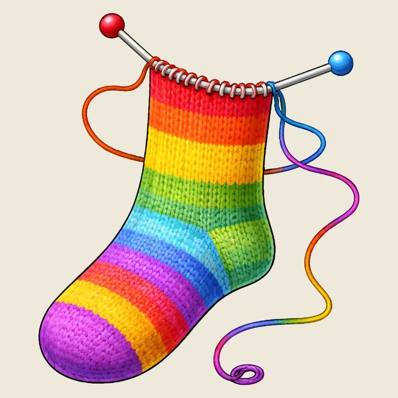 Gestrickte Regenbogen Socke Illustration 