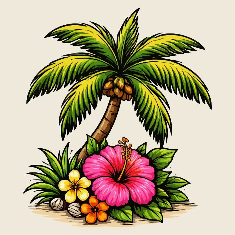 Tropical Island Hibiscus Pattern