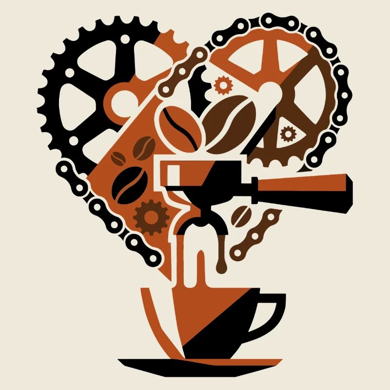 Steampunk-Kaffee-Kreislauf-Gedankenlandschaft