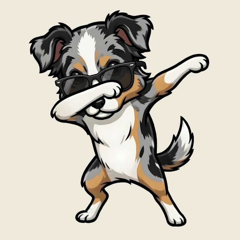 Dabbing Australian Shepherd